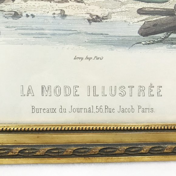 Vintage La Mode Illustree Framed Art Bureaux du Journal 56 Rue Jacob Par… - Picture 4 of 8